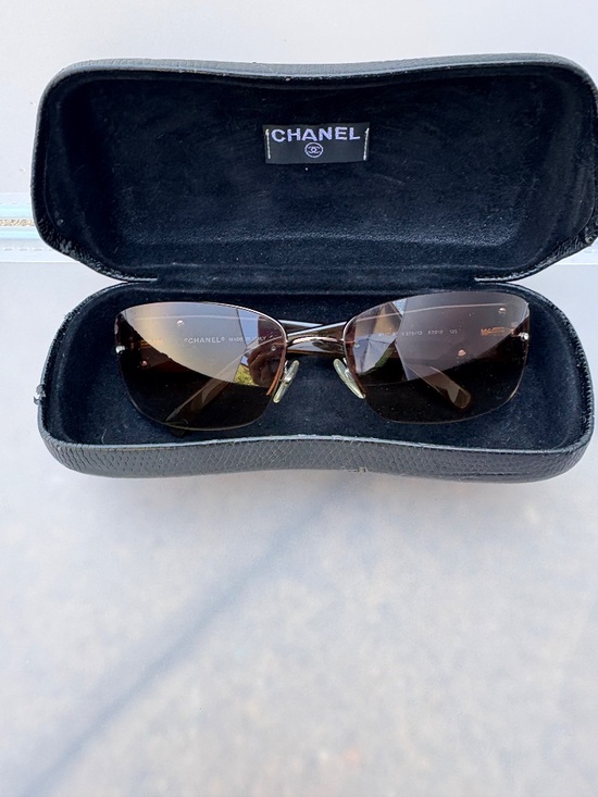 CHANEL Rhinestone CC Rimless Sunglasses Brown Gradient Y2K Glam 4117-B main image 12